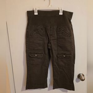 Olive Green Cargo Capri Pants Motherhood Maternity Medium Cargo Army Military